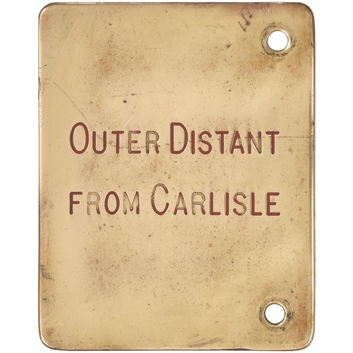 23 - A Midland Railway signal lever description plate, OUTER DISTANT FROM CARLISLE, from a box on the Set... 