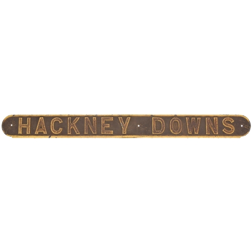 26 - An LNER seat back plate, HACKNEY DOWNS, from the Great Eastern Main Line north of Liverpool Street. ... 