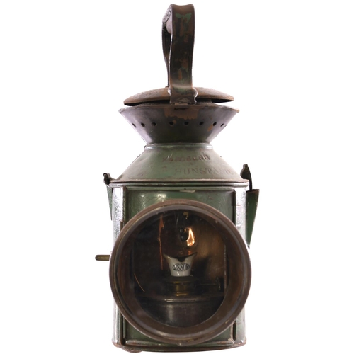 27 - A Great Eastern Railway three aspect sliding knob handlamp, the top stamped GER, HUNSTANTON, 17, the... 