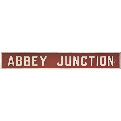 33 - A signal box nameboard, ABBEY JUNCTION, a box just east of Nuneaton Abbey Street where the spur to t... 