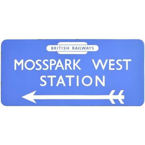 47 - A BR(Sc) direction sign, BRITISH RAILWAYS, MOSSPARK WEST STATION, from the Glasgow to Paisley Canal ... 
