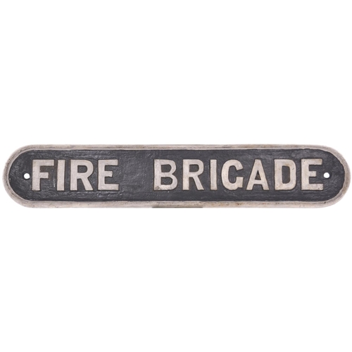 An LNER doorplate, FIRE BRIGADE, cast iron, 19"x3½", the front repainted. (Postage Band: C)