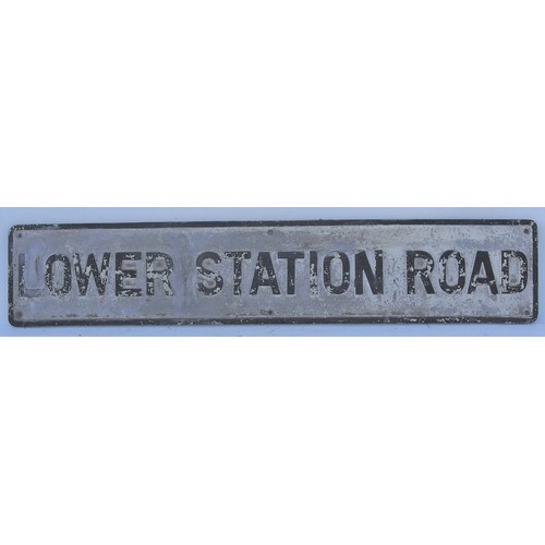 Street sign (cast alloy) "LOWER STATION ROAD" 9"x 47". (Postage Band: N/A)