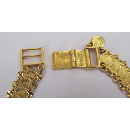 44 - A 21ct Egyptian Yellow Gold Necklace & Bracelet. Stamped '21K RD'. Total weight approx. 71.7g