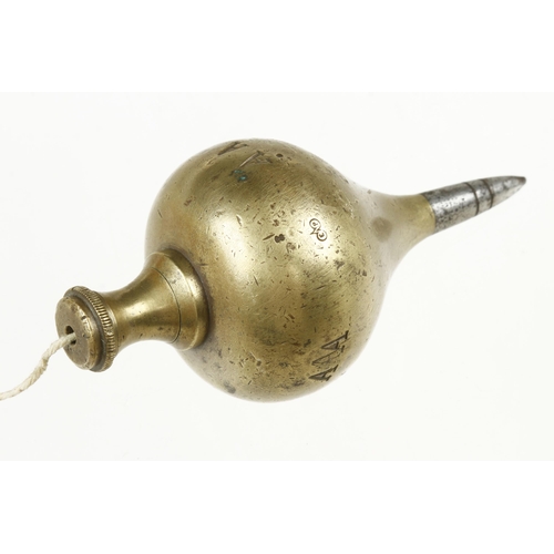 789 - A rare PRESTON No 1403-6 1/2 steel tipped brass plumb bob, the largest they produced G+