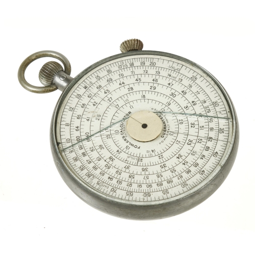619 - A FOWLER'S patent long scale calculator Type R. X. No'd 4611 on rim, crack to glass o/w G+