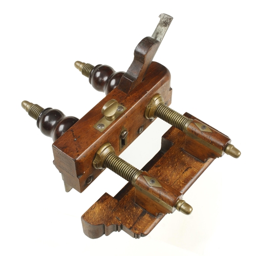 881 - A rare beech plough plane by GREENSLADE Bristol with brass screwstems and brass lined rosewood nuts ... 