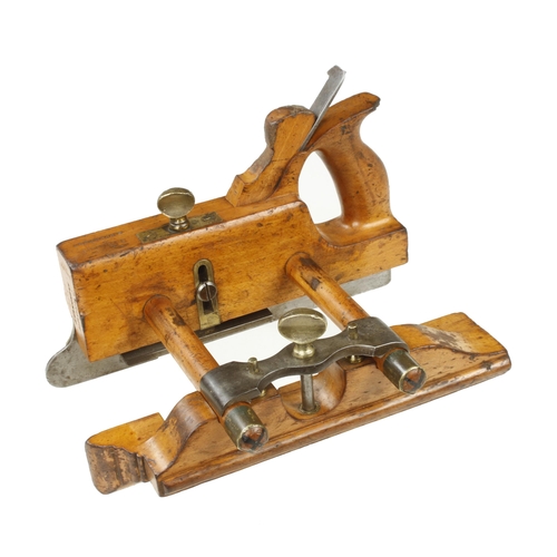 882 - A rare handled beech bridle plough by MALLOCH Perth with boxwood arms and skate front G+