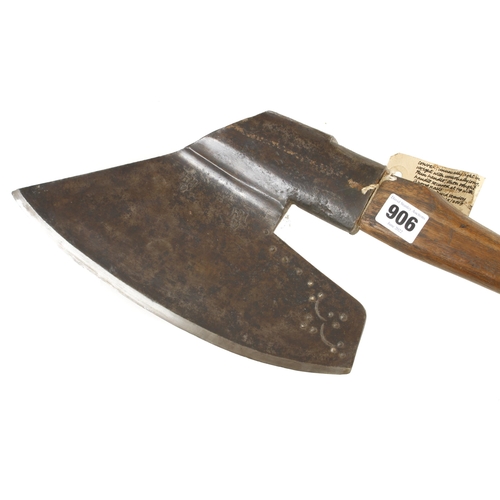 906 - A L/H goosewing side axe with H.M. over hearts touch marks and 12