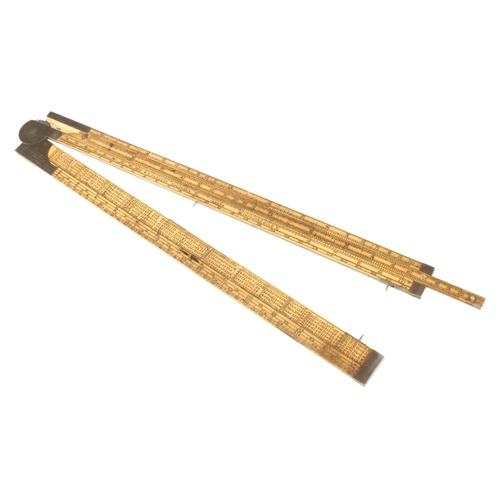 848 - A fine and rare 2' two fold engineer's boxwood slide rule by RABONE with brass fittings and boxwood ... 