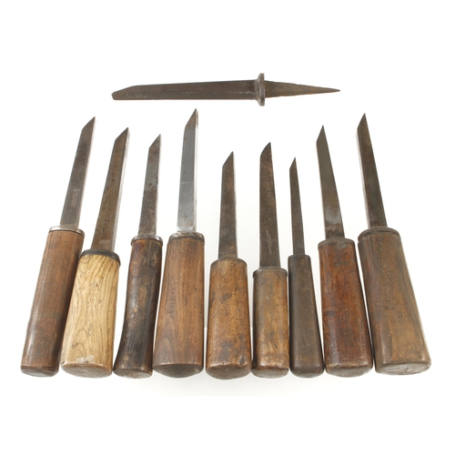 49 - 10 mortice chisels (one unhandled) G