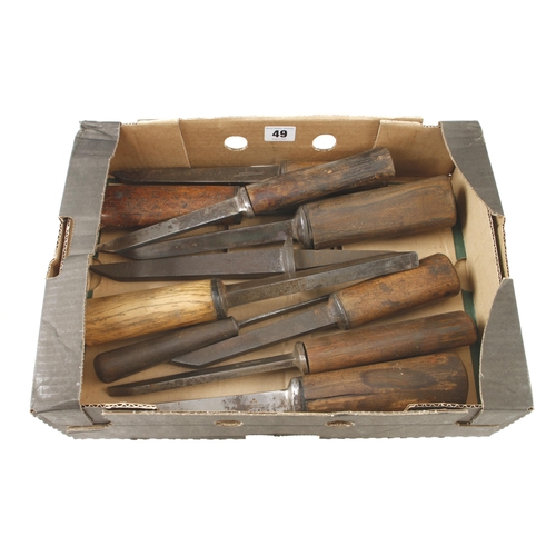 49 - 10 mortice chisels (one unhandled) G