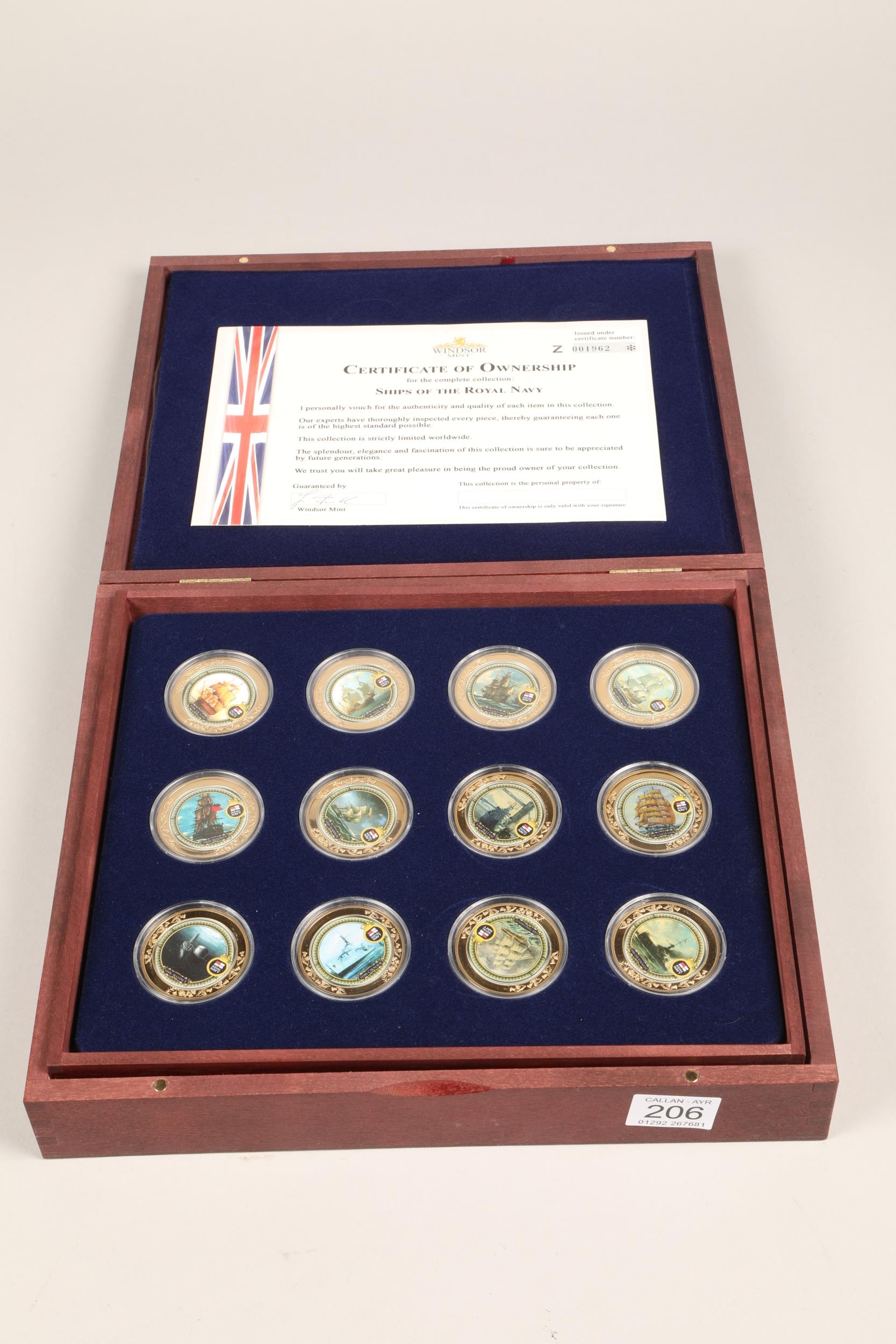 A cased set of 24 Windsor Mint Ships of the Royal Navy; complete with