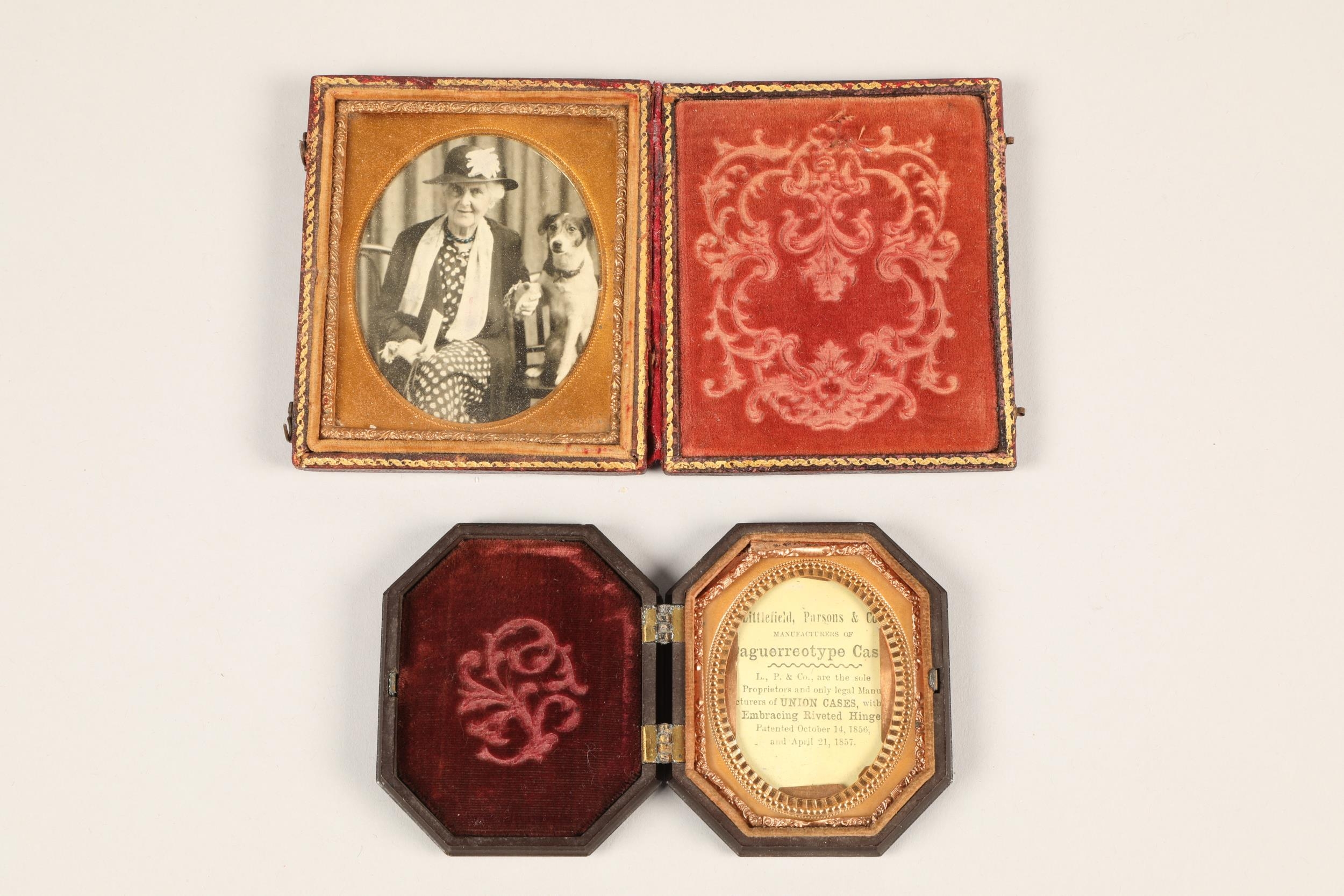 Two cased early 20th century gilt metal Daguerreotype picture frames (2)