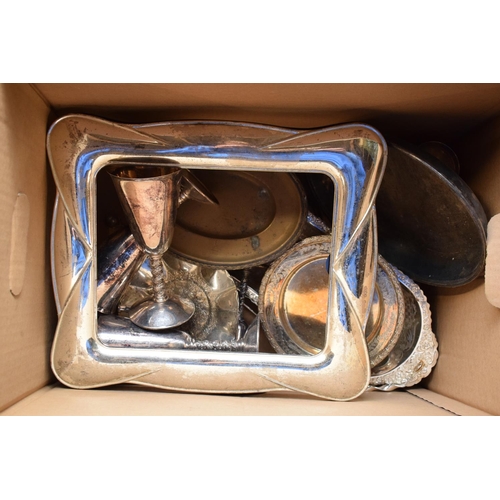4 - A collection of metal ware and silver plate to include goblets, bowls, large frame etc