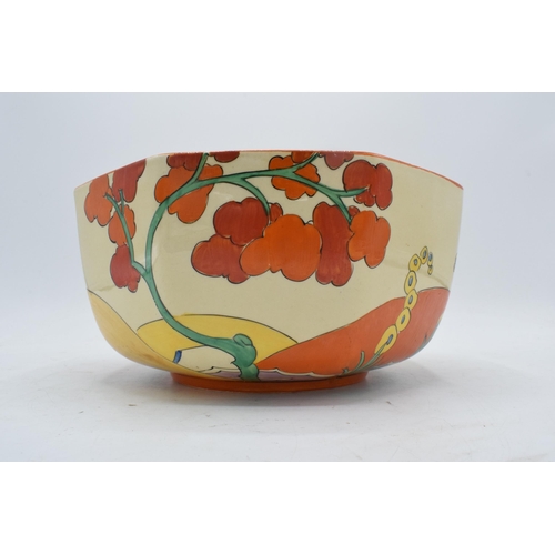 93 - Bizarre by Clarice Cliff octagonal bowl decorated in the 'Bridgewater' design. 21cm diameter. In goo... 