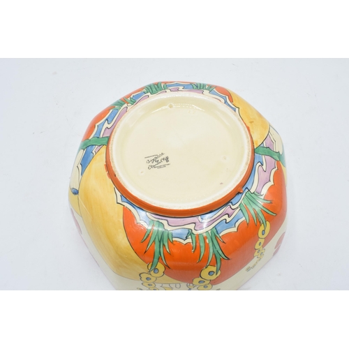 93 - Bizarre by Clarice Cliff octagonal bowl decorated in the 'Bridgewater' design. 21cm diameter. In goo... 