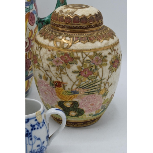 28 - Group of ceramics and collectables: Includes a large European jug, Japanese lidded ginger jar, Alaba... 