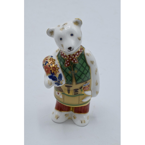 167 - Royal Crown Derby figure in the form of a gardener teddy bear. First quality with stopper. In good c... 