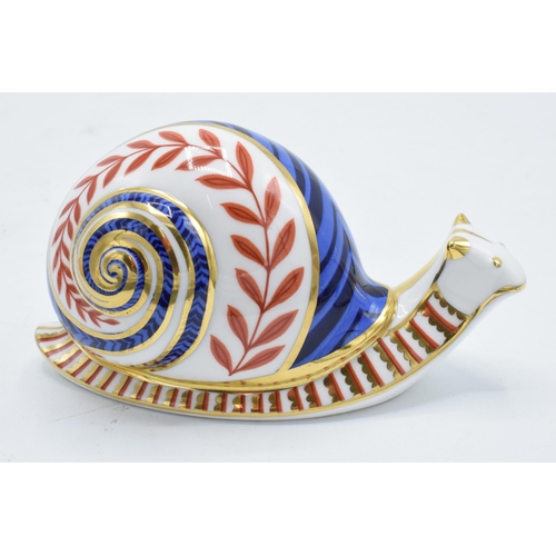 173 - Royal Crown Derby paperweight in the form of a snail. First quality with stopper. In good condition ... 