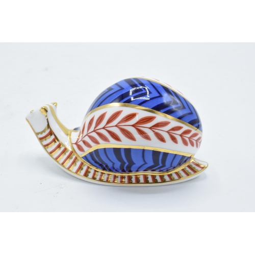 173 - Royal Crown Derby paperweight in the form of a snail. First quality with stopper. In good condition ... 