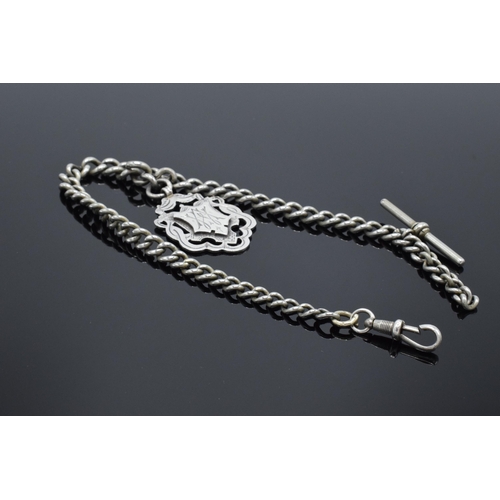181 - Albo Silver Albert watch chain with hallmarked silver fob. 39.3 grams. 33cm long.