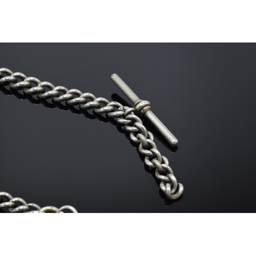 181 - Albo Silver Albert watch chain with hallmarked silver fob. 39.3 grams. 33cm long.