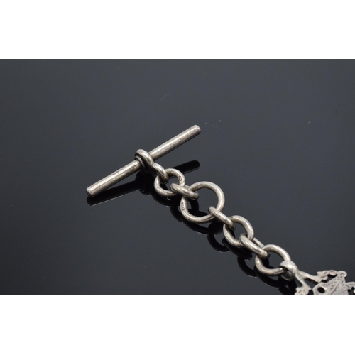 182 - A hallmarked silver chain and fob with T-bar. 15.0 grams. 9cm long.