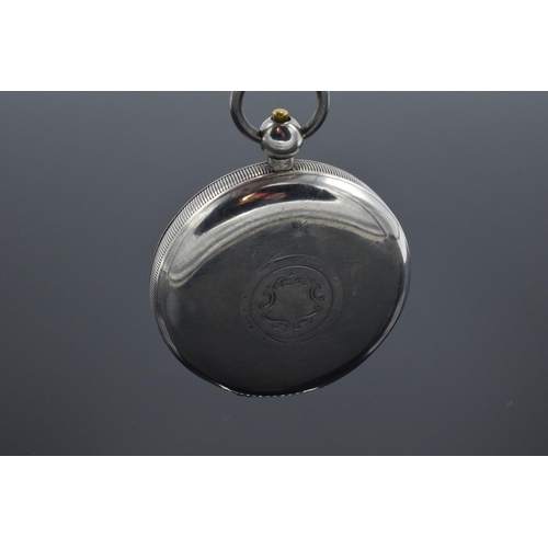 188 - Silver pocket watch with key. Birmingham 1936. Untested.