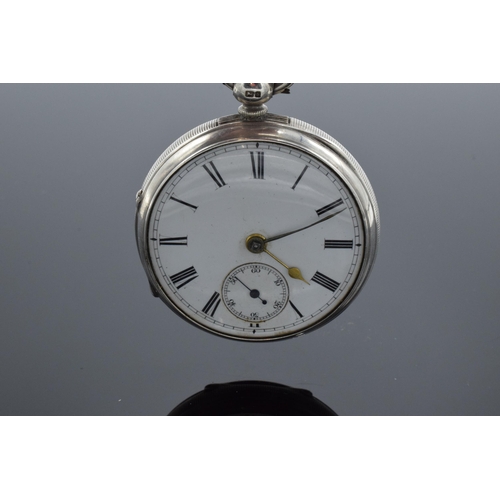 191 - Silver key-wind pocket watch. Hallmarked for Chester 1881. In ticking order but untested for long pe... 