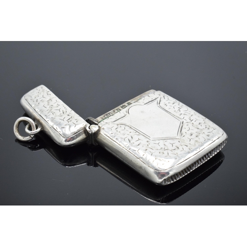 193 - Silver vesta case, Birmingham 1901 with engraved decoration and vacant cartouche. 26.1 grams.