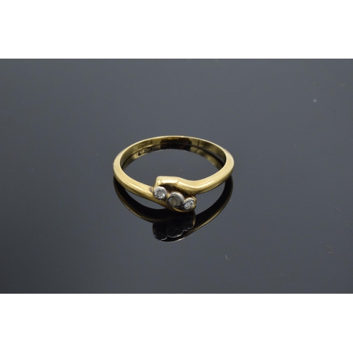 203H - 18ct gold ring set with illusion set diamonds. 2.4 grams. UK size O. Some chipping to the stones.