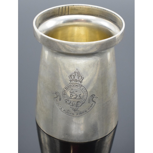 212 - A silver armorial measure with 'Royal Bucks King's Own 3rd Batt. Oxfordshire Lt Infantry'. 164.9 gra... 