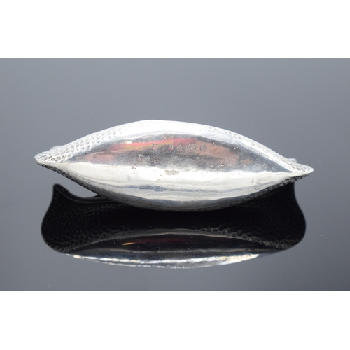 214 - Silver novelty pin cushion in the form of a long boat / ship / sailing vessel. Birmingham 1903. Gros... 