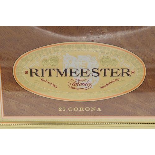 240 - Two boxes of Ritmeester 25 corona mild cigars (50 cigars) made in Holland. Unopened. Minor wear to t... 