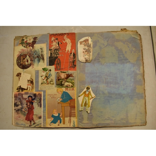 255 - A large Victorian scrapbook covering a range of subjects to include clippings, advertising, greeting... 