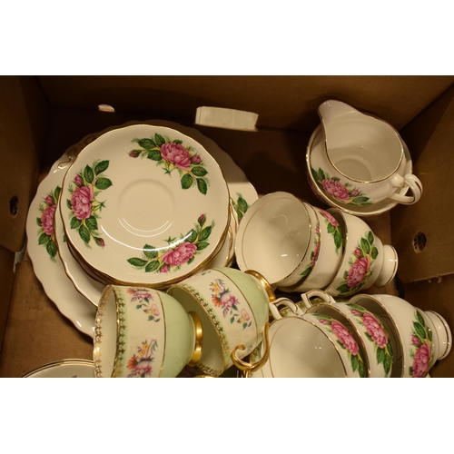 36 - A good collection of floral tea sets to include makers such as Colcough, Kent pottery and Royal Staf... 