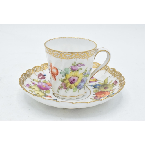 62 - A collection of Dresden fine bone china to include a pair of cups and saucers together with 3 cups a... 