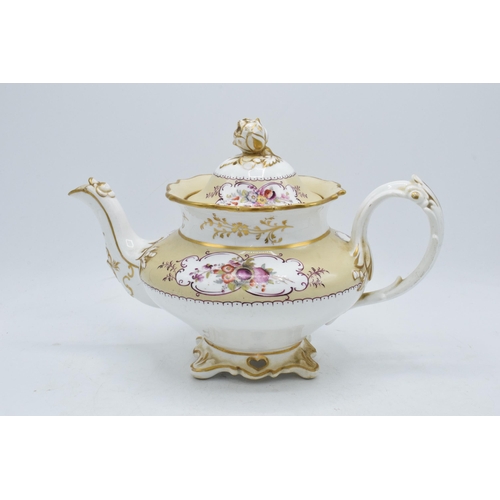 75 - A mid 19th century Ridgway imperial shaped teapot together with one similar example (unmarked). In g... 