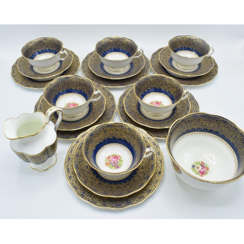 77 - George Jones Crescent China part tea set to include 6 cups, 6 saucers, 6 sides (6 trios), a sugar bo... 