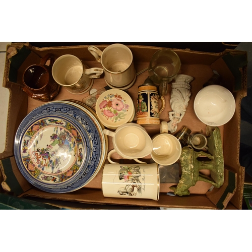 9 - A mixed collection of items to include a Sadler teapot, Wedgwood, novelty teapots, china, pub relate... 
