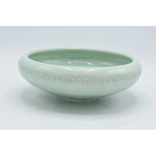 93 - Moorcroft shallow bowl with crackle glaze decoration, indistinctly signed Moorcroft. 22cm diameter. ... 