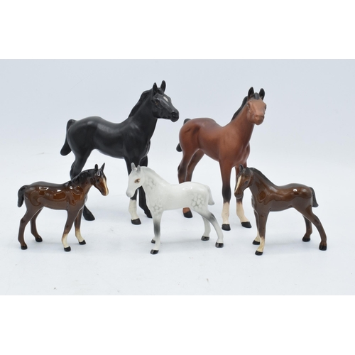 148C - A collection of Beswick foals to include foals 2536 in a black and matt brown colourway, a grey foal... 