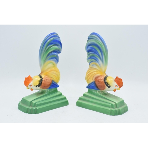 75A - A pair of Falcon Ware pottery bookends in the form of Cockerels (2). In good condition with no obvio... 