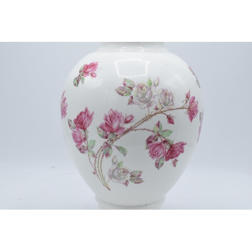 3 - Aynsley large floral lamp base decorated with pink roses 33cm tall. In good condition with no damage... 
