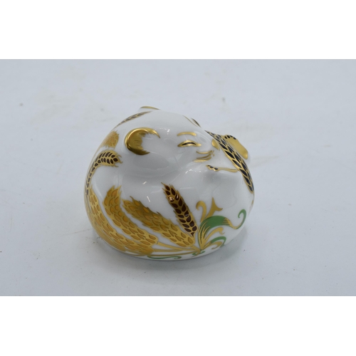 44 - Royal Crown Derby paperweight in the form of a sleeping harvest mouse. First quality with stopper. I... 