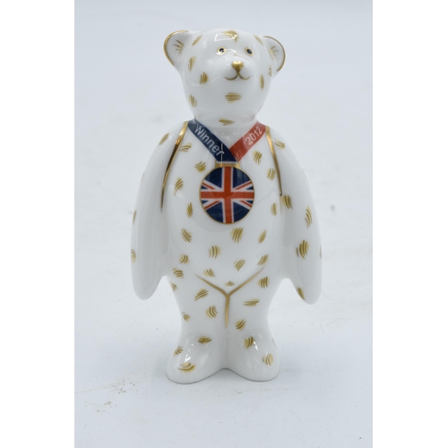 56 - Boxed Royal Crown Derby paperweight in the form of a Medal Bear for London 2012 Olympics. First qual... 