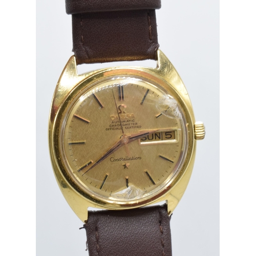 227B - 18ct gold OMEGA Constellation gents automatic wrist watch c1970: Caliber 751 24 jewel movement Gross... 