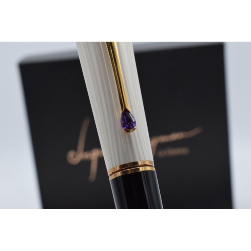 252 - Mont Blanc Ingrid Bergman La Donna Special Edition ballpoint pen with amethyst set clip, model M2890... 