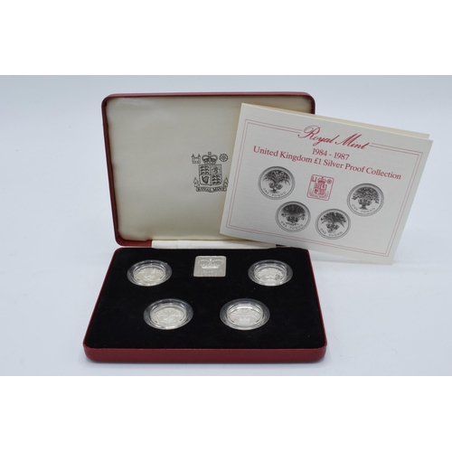 373 - Royal Mint issue: £1 Silver Proof collection 1984 - 1987 representing designs for Scotland, Wales, N... 